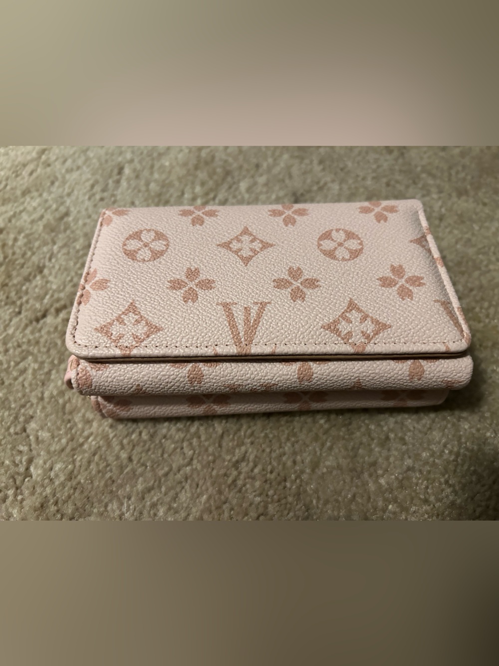Pink Monogram Compact Trifold Wallet
